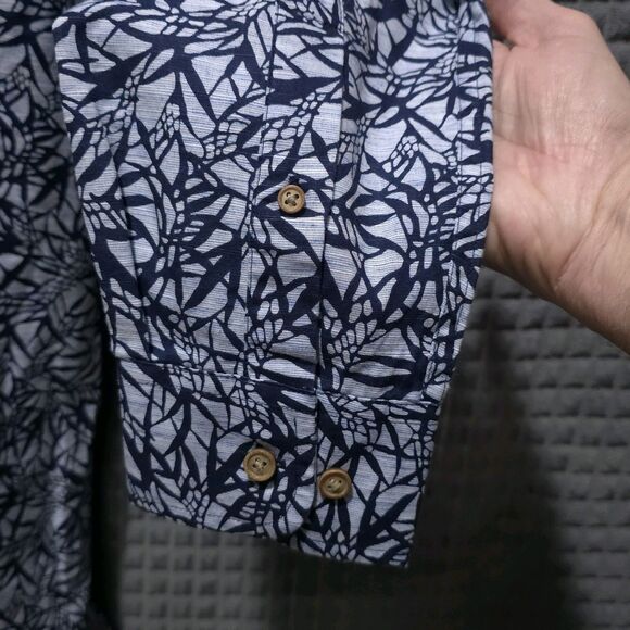 Button Long Sleeve Collared Shirt Mens Lg NWT Blue Tropical Lightweight Cotton - Picture 10 of 14